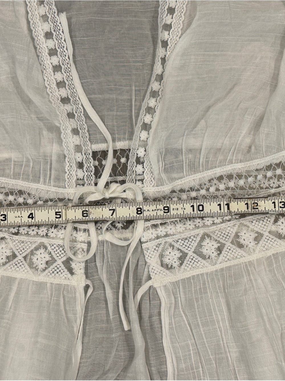 White Sheet Embroidered Tie-Waist Duster or Bathing Suit Cover - Picture 6 of 10